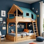 kamar anak tingkat rumah tenda biru